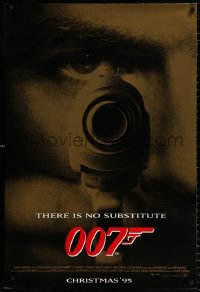 8k664 GOLDENEYE advance 1sh 1995 Pierce Brosnan as James Bond 007, cool gun & eye close up!