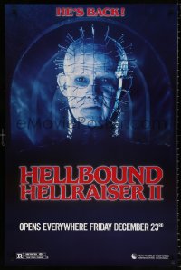 8k685 HELLBOUND: HELLRAISER II teaser 1sh 1988 Clive Barker, close-up of Pinhead, he's back!