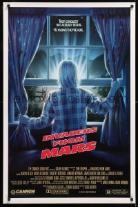 8k712 INVADERS FROM MARS 1sh 1986 Tobe Hooper, art by Mahon, he knows they're here, R-rated!