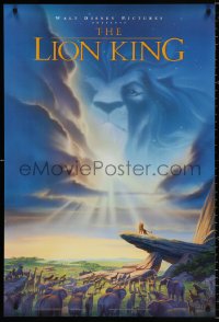 8k749 LION KING DS 1sh 1994 Disney Africa, John Alvin art of Simba on Pride Rock with Mufasa in sky