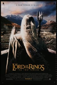 8k767 LORD OF THE RINGS: THE TWO TOWERS advance DS 1sh 2002 Christopher Lee as Saruman!