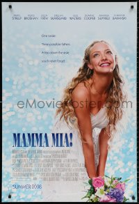 8k781 MAMMA MIA! 2-sided advance 1sh 2008 sexy Amanda Seyfried, all credits are in Latin!