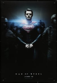 8k783 MAN OF STEEL teaser DS 1sh 2013 Henry Cavill in the title role as Superman handcuffed!