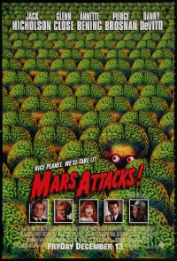 8k788 MARS ATTACKS! int'l advance 1sh 1996 directed by Tim Burton, great image of brainy aliens!