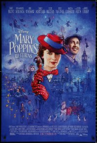 8k789 MARY POPPINS RETURNS advance DS 1sh 2018 Disney sequel, Emily Blunt, different montage art!