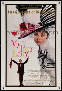 8k822 MY FAIR LADY 1sh R1994 great close-up image of Audrey Hepburn, Rex Harrison!