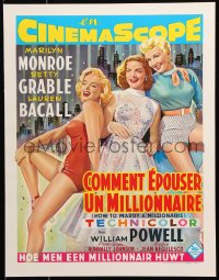 8k192 HOW TO MARRY A MILLIONAIRE 15x20 REPRO poster 1990s Marilyn Monroe, Grable & Bacall!