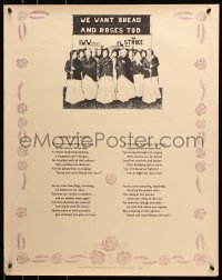 8k386 BREAD & ROSES 23x29 special poster 1974 art of women on strike holding banner!