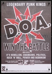 8k318 D.O.A. 17x23 music poster 2002 Win the Battle, legendary Canadian punk kings!