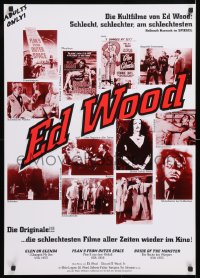 8k134 ED WOOD 23x33 German film festival poster 1990s Glen or Glenda, Plan 9, many wacky images!