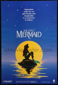 8k437 LITTLE MERMAID 18x26 special poster 1989 Ariel in moonlight, Disney underwater cartoon!
