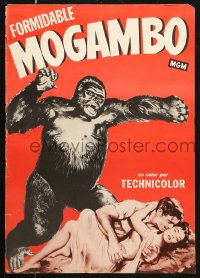 8k444 MOGAMBO 16x22 special poster 1953 art of Clark Gable, Ava Gardner & giant African ape!