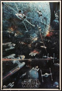8k356 STAR WARS 22x33 soundtrack poster 1977 George Lucas classic sci-fi epic, John Berkey artwork!