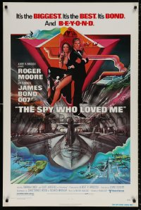 8k918 SPY WHO LOVED ME 1sh 1977 great art of Roger Moore as James Bond by Bob Peak!