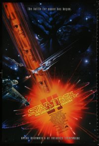 8k925 STAR TREK VI advance 1sh 1991 William Shatner, Leonard Nimoy, art by John Alvin!