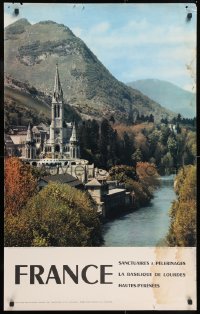 8k094 FRANCE La Basilique de Lourdes 25x39 French travel poster 1960s tourist destination images!