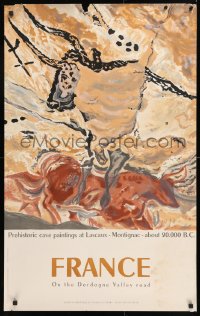 8k093 FRANCE 24x39 French travel poster 1955 artwork of a running bull by Windels, Lascaux!