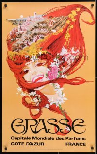 8k097 GRASSE 23x37 French travel poster 1970s wonderful colorful montage art by Carpenter!