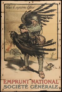 8k024 EMPRUNT NATIONAL SOCIETE GENERALE 32x47 French WWI war poster 1918 cool art by Marcel Falter!