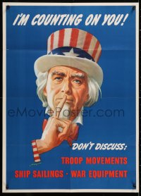 8k015 I'M COUNTING ON YOU 20x28 WWII war poster 1943 art of Uncle Sam urging silence by Helguera!