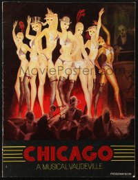 8m061 CHICAGO stage play souvenir program book 1975 Tony Walton art of sexy half-naked showgirls!