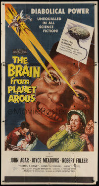 8p001 BRAIN FROM PLANET AROUS signed 3sh 1957 by John Agar, diabolical power made him most feared!