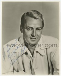 8p368 ALAN LADD signed deluxe 7.75x9.5 still 1950s head & shoulders portrait of the leading man!