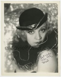 8p829 ALICE WHITE signed 8x10.25 REPRO 1980 portrait of the sexy actress in hat & ruffled collar!