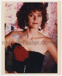 8p775 ALLY SHEEDY signed color 8x10 REPRO still 1990s sexy close portrait in strapless dress!