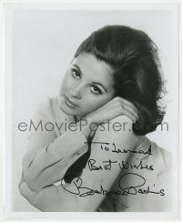 8p836 BARBARA PARKINS signed 8x10 REPRO still 1980s the beautiful actress resting head on shoulder!