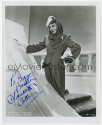 8p850 CLAUDETTE COLBERT signed 8.25x10 REPRO 1980s Paramount studio portrait of the leading lady!
