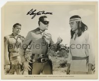 8p411 CLAYTON MOORE signed 8x10 still 1958 The Lone Ranger and the Lost City of Gold, with Tonto!