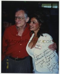 8p787 CYNTHIA MYERS signed color 8x10 REPRO still 1998 with Hugh Hefner at a Playboy gathering!