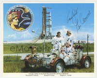 8p359 EUGENE CERNAN signed color 8x10 publicity still 1972 the NASA astronaut on the lunar rover!