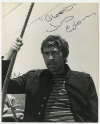 8p503 JAMES COBURN signed deluxe 8.25x10 still 1960s great close up with scruffy beard on ship!