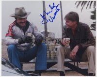 8p793 JAN-MICHAEL VINCENT signed color 8x10 REPRO still 1990s drinking with Burt Reynolds in Hooper!