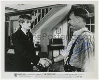 8p528 JOHN MILLS signed 8.25x10 still 1967 close up shaking hands with Hywel Bennett in Family Way!