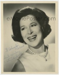 8p923 KITTY CARLISLE signed 8x10 REPRO still 1970s head & shoulders portrait wearing pearl necklace!
