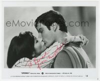 8p568 MARGOT KIDDER signed 8x10 still 1981 as Lois Lane kissing Christopher Reeve in Superman II!
