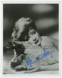 8p943 MARLENE DIETRICH signed 8x10 REPRO still 1980s sexy topless portrait laying on bear skin rug!