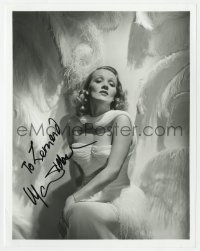 8p944 MARLENE DIETRICH signed 8x10.25 REPRO 1970s sexy posed portrait in strapless gown & feathers!