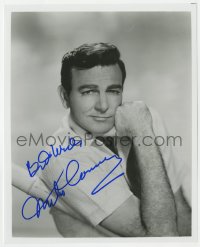 8p948 MIKE CONNORS signed 8x10 REPRO still 1960s waist-high posed portrait leaning on bamboo!
