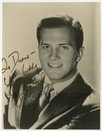8p591 PAT BOONE signed 7.25x9.25 still 1950s youthful head & shoulders portrait of the singer!