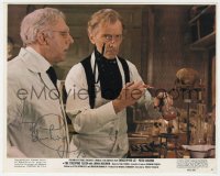 8p363 PETER CUSHING signed color 8x10 still 1958 great c/u in laboratory from The Creeping Flesh!