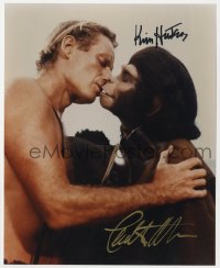 8p815 PLANET OF THE APES signed color 8x10 REPRO still 1968 by BOTH Charlton Heston AND Kim Hunter!