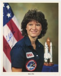 8p364 SALLY RIDE signed color 8x10 publicity still 1991 NASA, the first American woman in space!