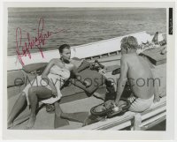 8p637 SOPHIA LOREN signed 8.25x10 still 1957 on boat wearing only a towel in Boy on a Dolphin!