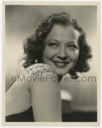 8p648 SYLVIA SIDNEY signed 8x10.25 still 1930s head & shoulders portrait with a happy smile!