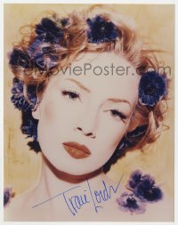 8p825 TRACI LORDS signed color 8x10 REPRO still 2000s great portrait with flowers in her hair!