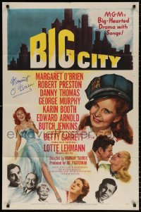 8p005 BIG CITY signed 1sh 1948 by Margaret O'Brien, great art in New York City!